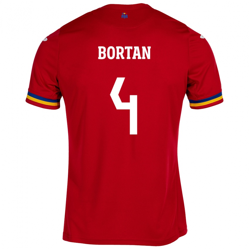Heren Roemenië Ioana Bortan #4 Rood Uitshirt Uittenue 24-26 T-Shirt België