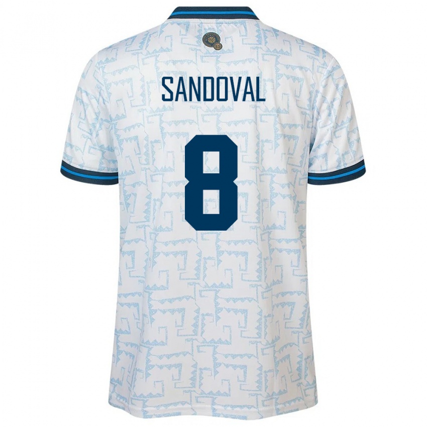 Herren El Salvador Emerson Sandoval #8 Weiß Auswärtstrikot Trikot 24-26 T-Shirt Belgien