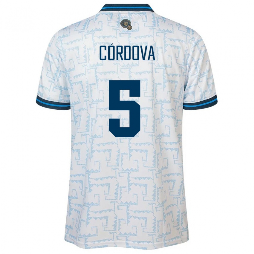 Herren El Salvador Edwin Córdova #5 Weiß Auswärtstrikot Trikot 24-26 T-Shirt Belgien