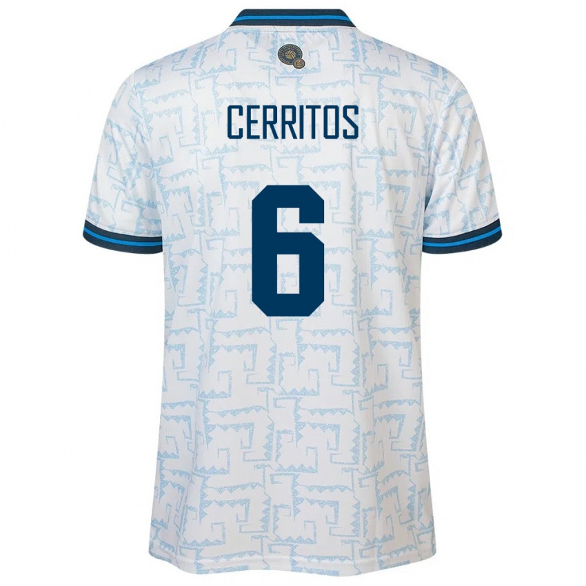 Herren El Salvador Mauricio Cerritos #6 Weiß Auswärtstrikot Trikot 24-26 T-Shirt Belgien