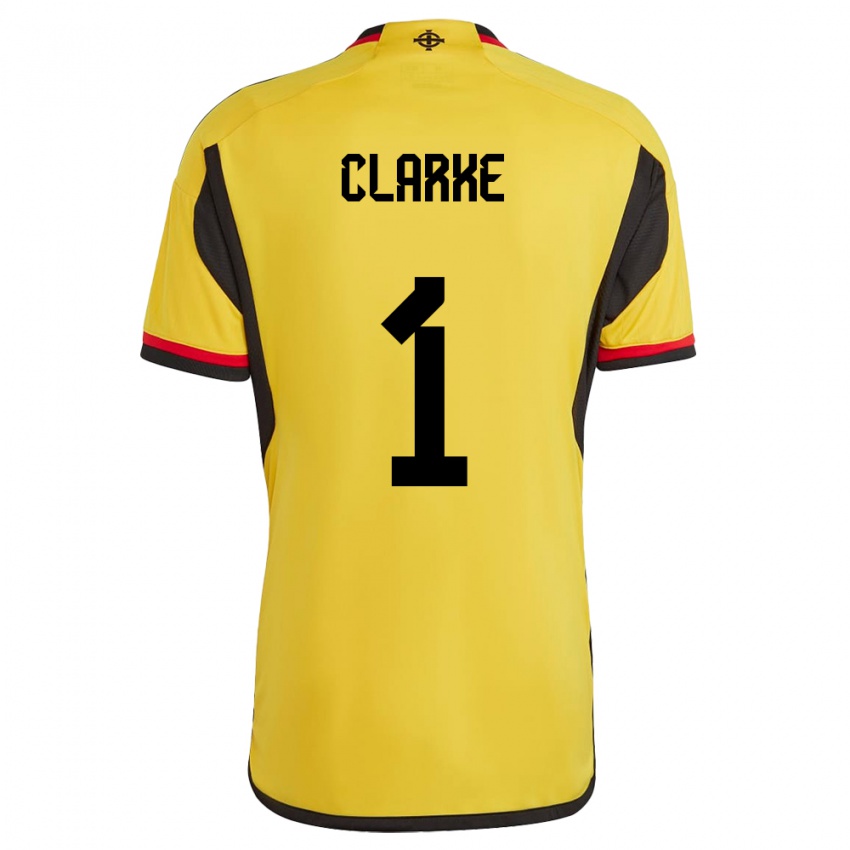 Heren Noord-Ierland Josh Clarke #1 Wit Uitshirt Uittenue 24-26 T-Shirt België