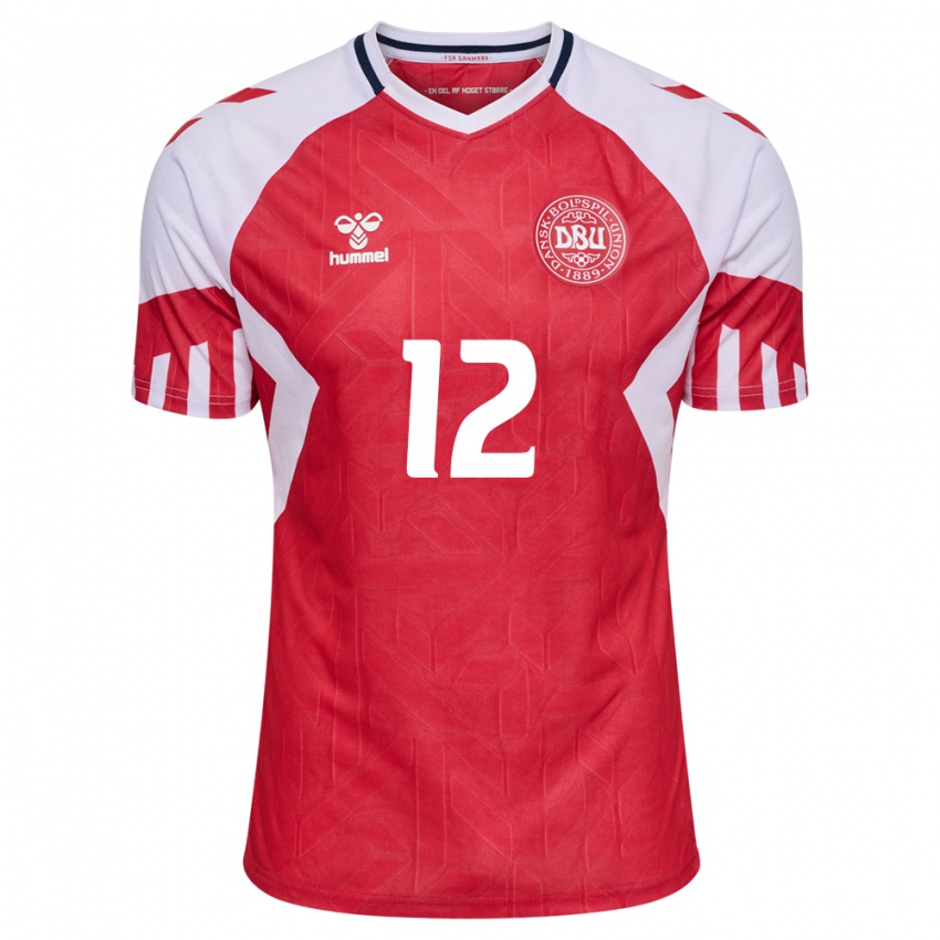 Damen Dänische Kasper Dolberg #12 Rot Heimtrikot Trikot 24-26 T-Shirt Belgien