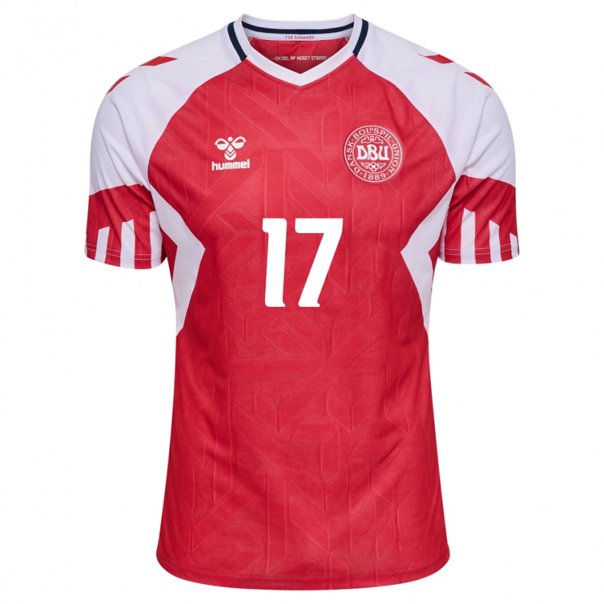 Damen Dänische Jens Stryger Larsen #17 Rot Heimtrikot Trikot 24-26 T-Shirt Belgien