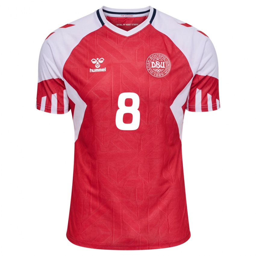 Damen Dänische Josefine Hasbo #8 Rot Heimtrikot Trikot 24-26 T-Shirt Belgien