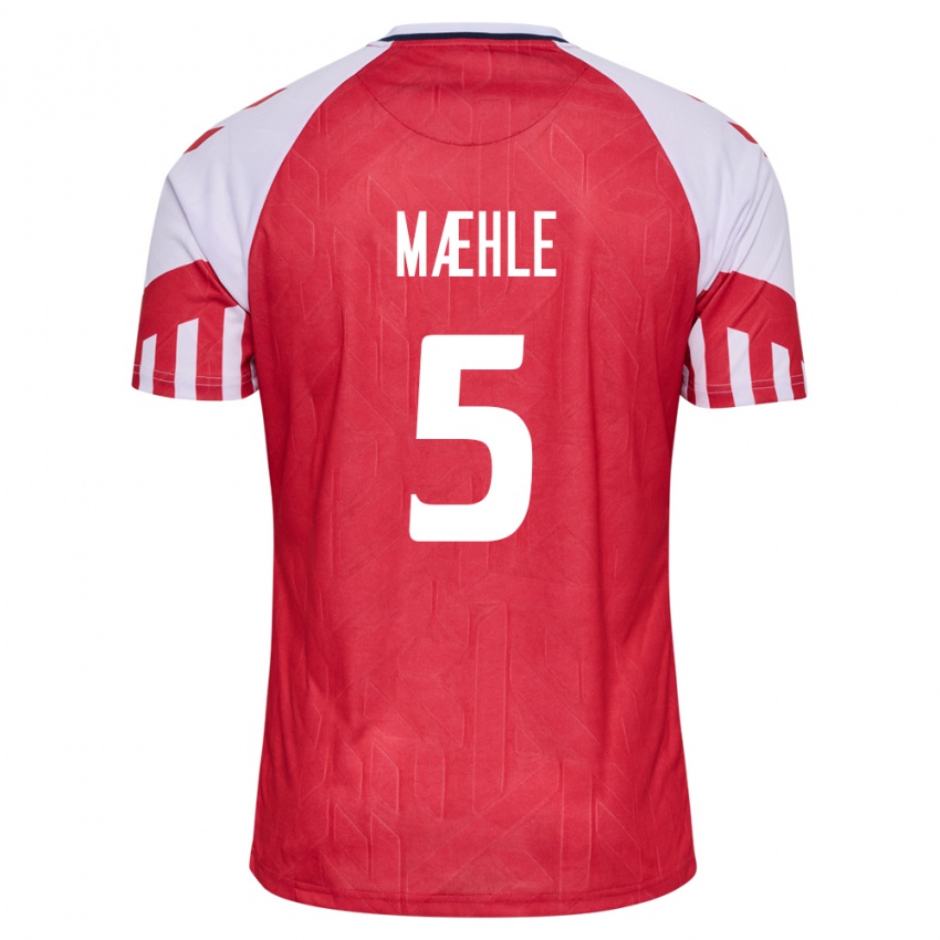 Damen Dänische Joakim Maehle #5 Rot Heimtrikot Trikot 24-26 T-Shirt Belgien