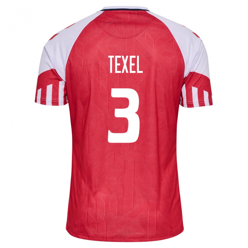 Damen Dänische Pontus Texel #3 Rot Heimtrikot Trikot 24-26 T-Shirt Belgien