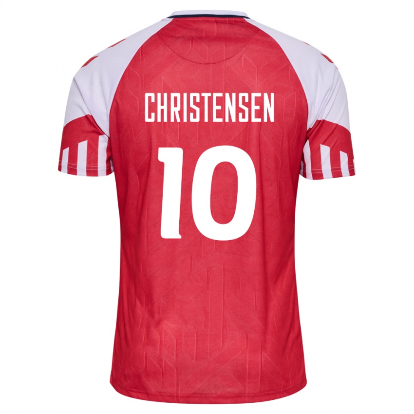 Damen Dänische Gustav Christensen #10 Rot Heimtrikot Trikot 24-26 T-Shirt Belgien