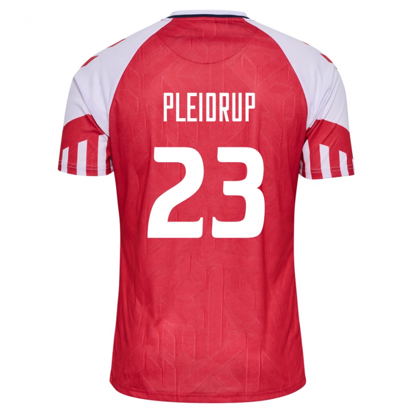 Damen Dänische Caroline Pleidrup #23 Rot Heimtrikot Trikot 24-26 T-Shirt Belgien