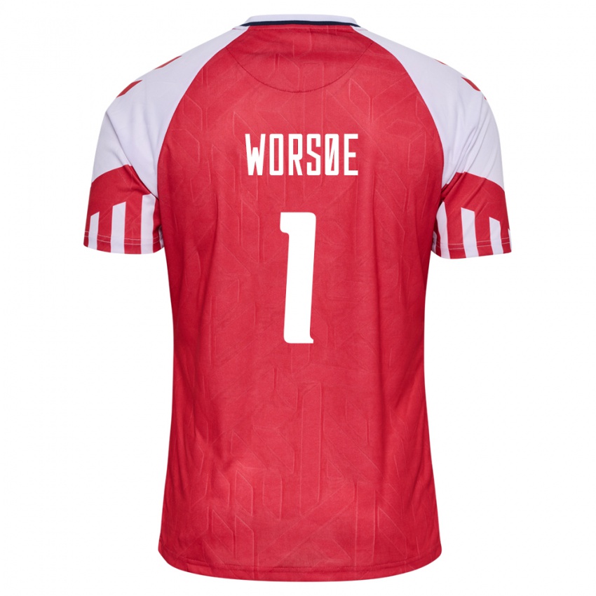 Damen Dänische Laura Worsoe #1 Rot Heimtrikot Trikot 24-26 T-Shirt Belgien