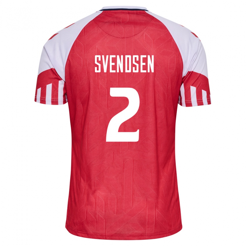 Damen Dänische Oliver Svendsen #2 Rot Heimtrikot Trikot 24-26 T-Shirt Belgien