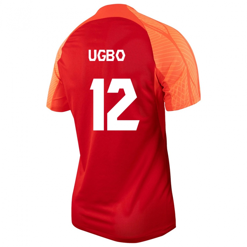 Damen Kanadische Ike Ugbo #12 Orangefarben Heimtrikot Trikot 24-26 T-Shirt Belgien