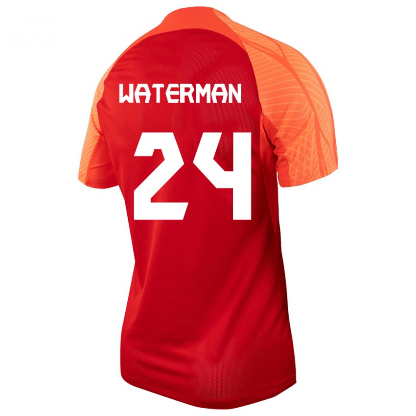 Damen Kanadische Joel Waterman #24 Orangefarben Heimtrikot Trikot 24-26 T-Shirt Belgien