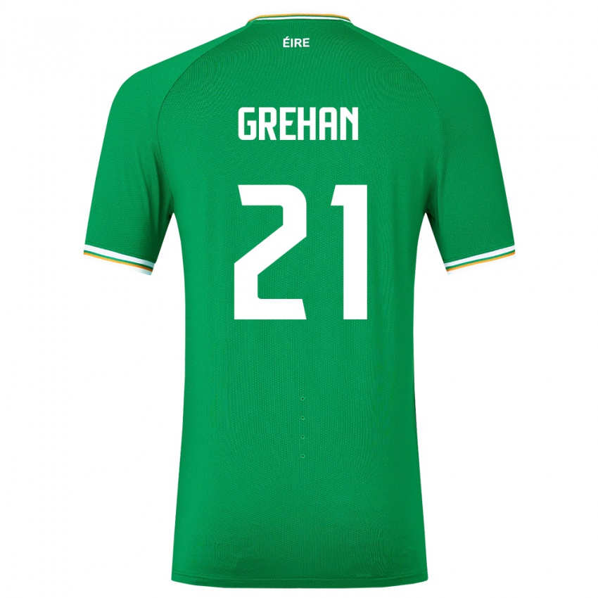 Damen Irische Sean Grehan #21 Grün Heimtrikot Trikot 24-26 T-Shirt Belgien