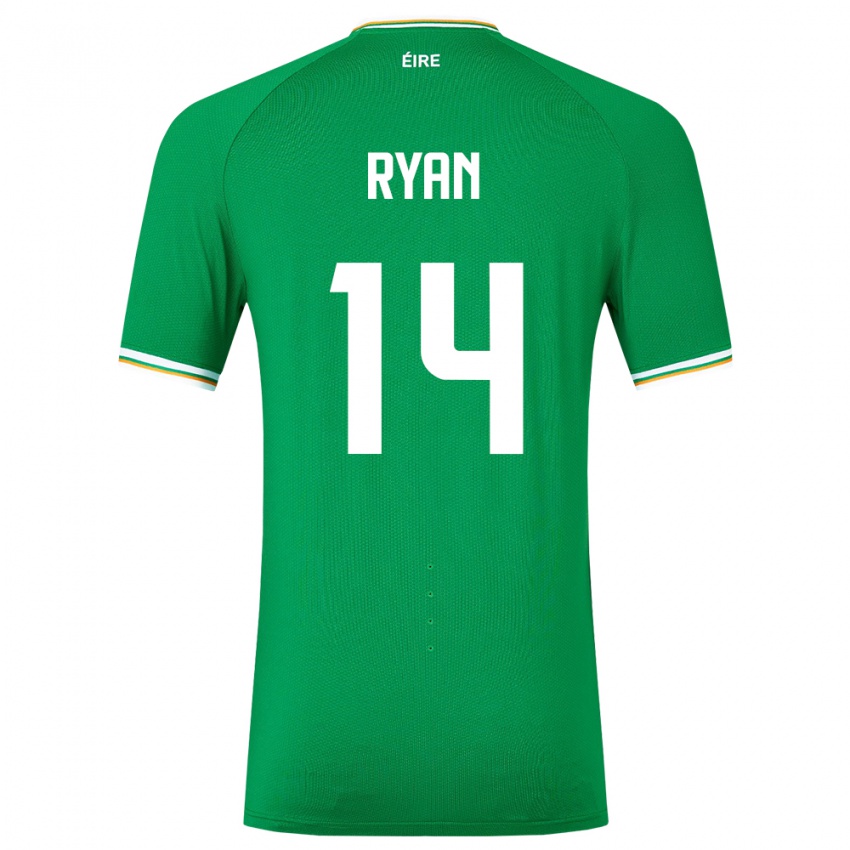 Damen Irische John Ryan #14 Grün Heimtrikot Trikot 24-26 T-Shirt Belgien