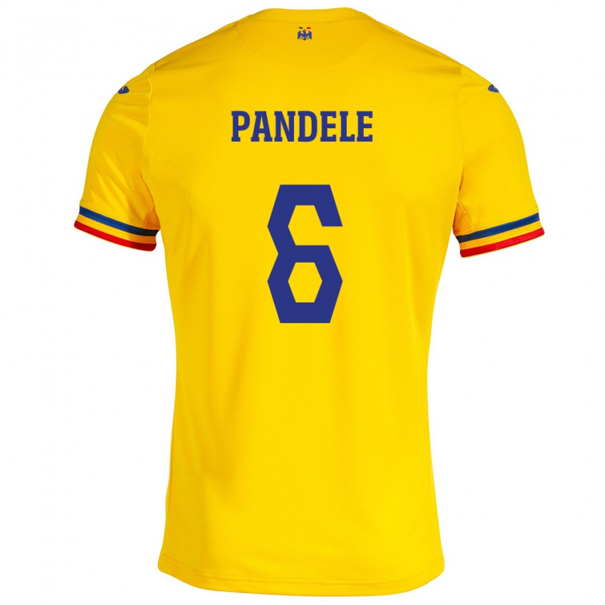 Dames Roemenië Andrei Pandele #6 Geel Thuisshirt Thuistenue 24-26 T-Shirt België