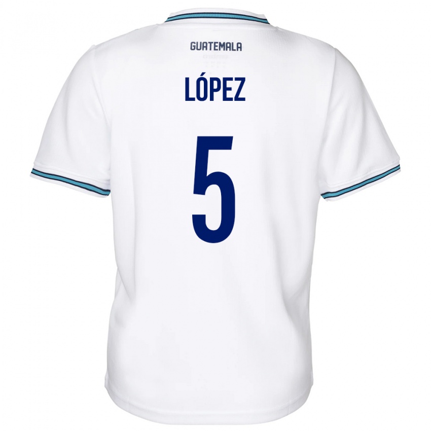 Damen Guatemala Jeffery López #5 Weiß Heimtrikot Trikot 24-26 T-Shirt Belgien