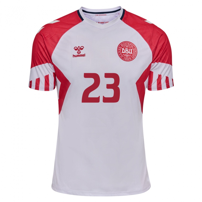 Damen Dänische Pierre Emile Hojbjerg #23 Weiß Auswärtstrikot Trikot 24-26 T-Shirt Belgien