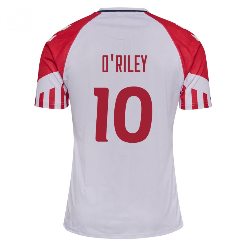 Damen Dänische Matt O Riley #10 Weiß Auswärtstrikot Trikot 24-26 T-Shirt Belgien