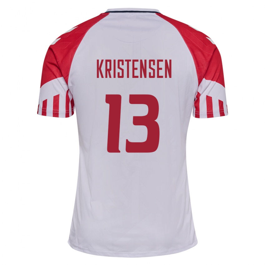 Damen Dänische Rasmus Kristensen #13 Weiß Auswärtstrikot Trikot 24-26 T-Shirt Belgien