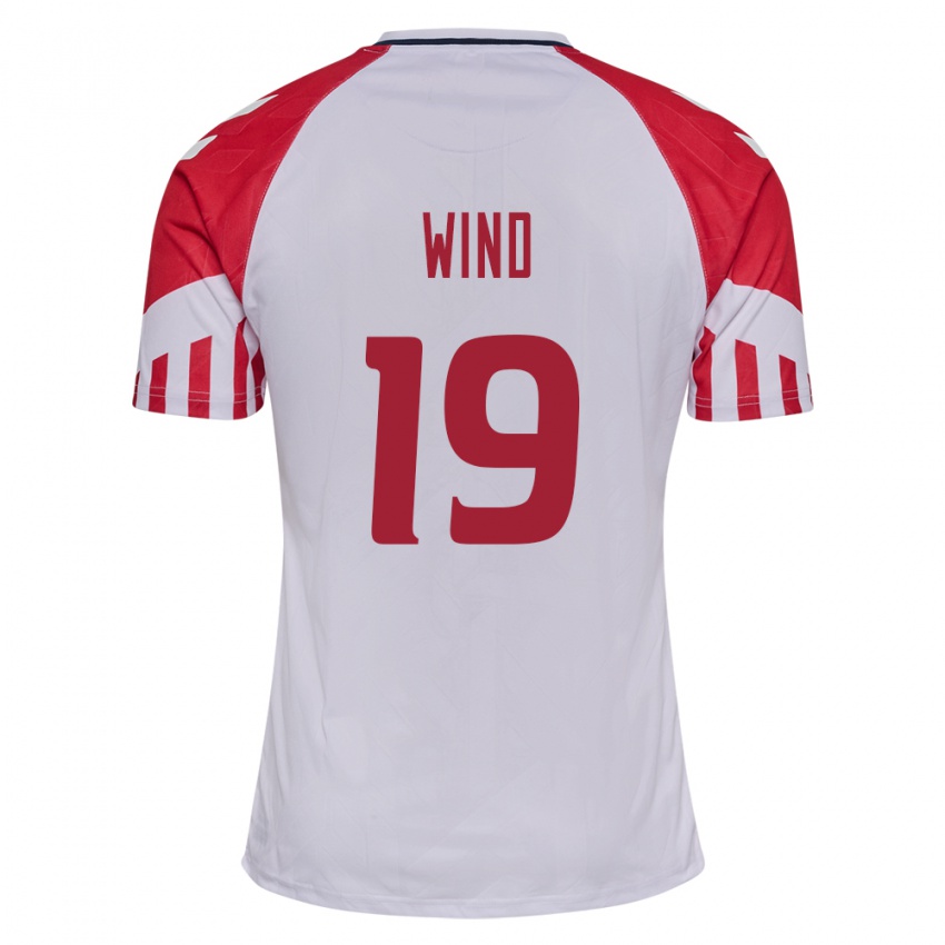 Damen Dänische Jonas Wind #19 Weiß Auswärtstrikot Trikot 24-26 T-Shirt Belgien