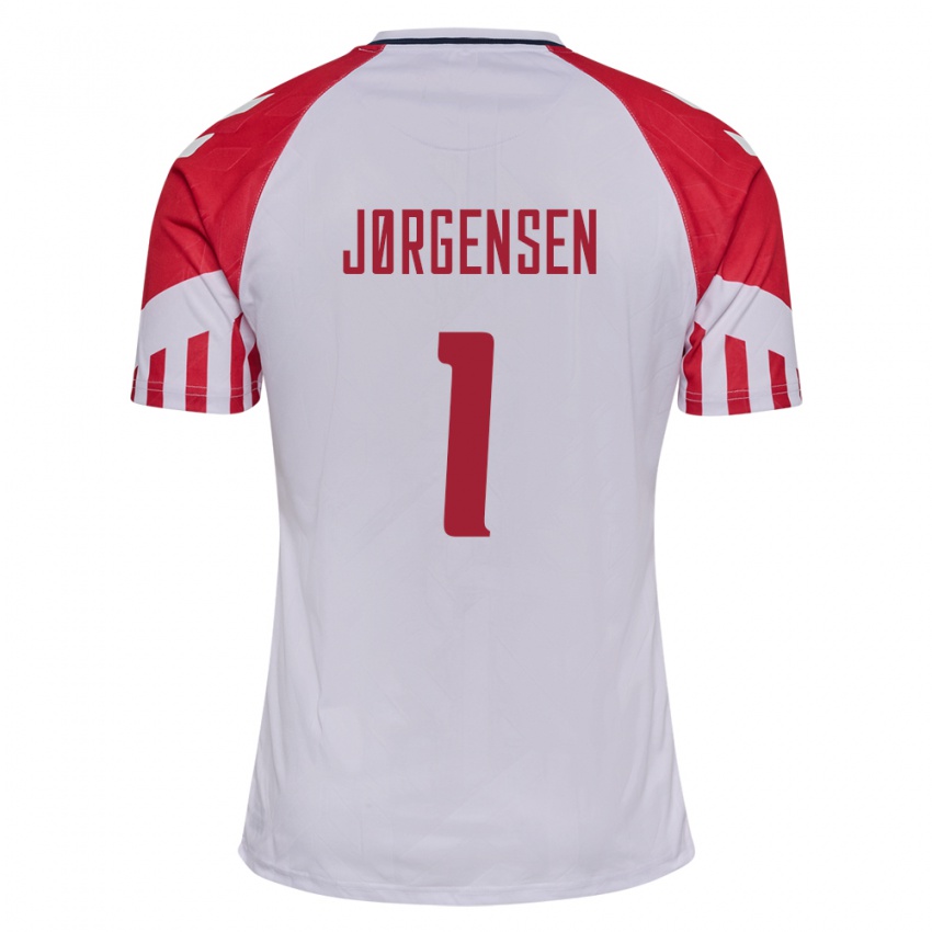 Damen Dänische Filip Jørgensen #1 Weiß Auswärtstrikot Trikot 24-26 T-Shirt Belgien