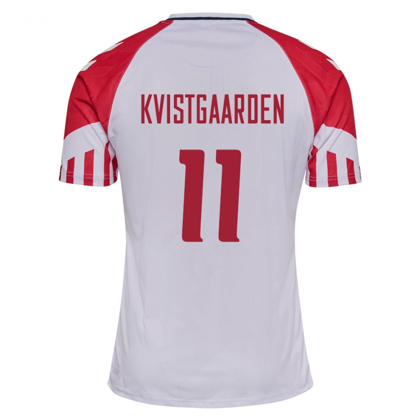 Damen Dänische Mathias Kvistgaarden #11 Weiß Auswärtstrikot Trikot 24-26 T-Shirt Belgien