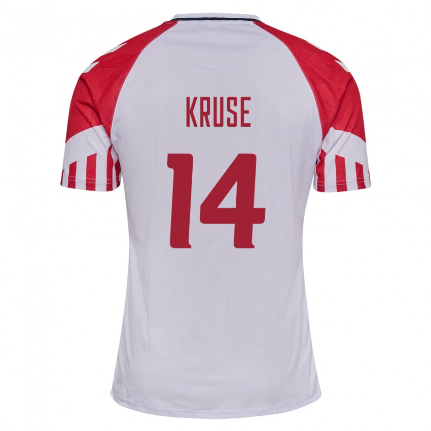 Damen Dänische David Kruse #14 Weiß Auswärtstrikot Trikot 24-26 T-Shirt Belgien