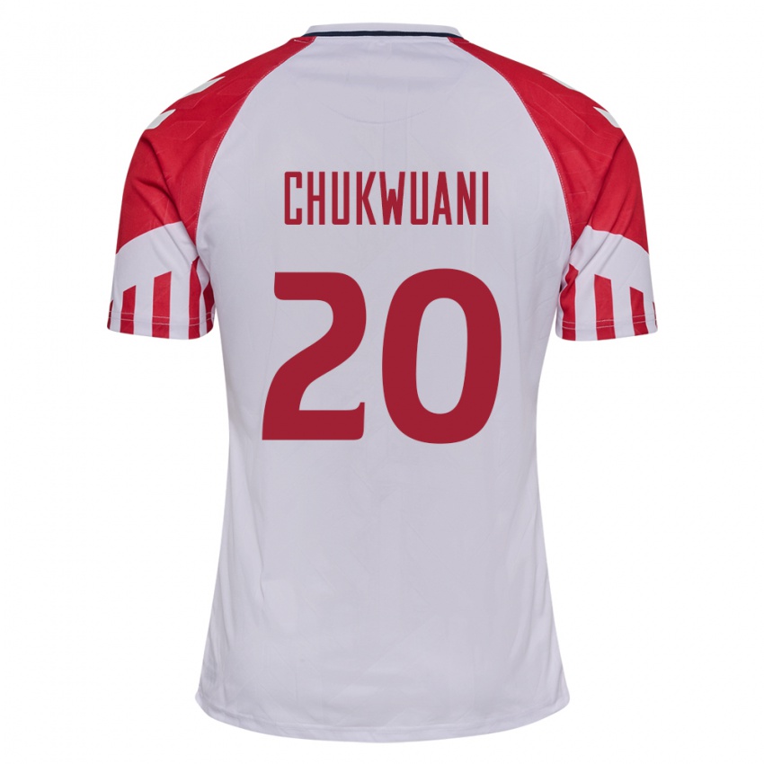 Damen Dänische Tochi Chukwuani #20 Weiß Auswärtstrikot Trikot 24-26 T-Shirt Belgien