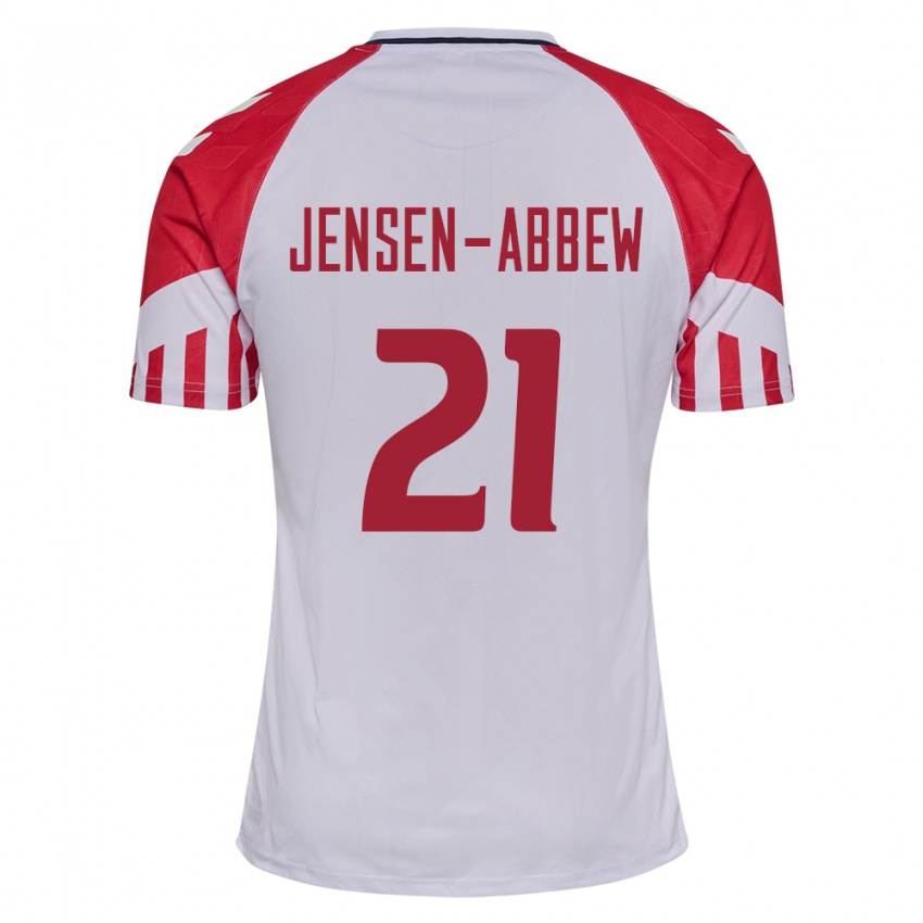 Damen Dänische Jonas Jensen-Abbew #21 Weiß Auswärtstrikot Trikot 24-26 T-Shirt Belgien
