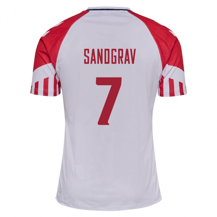 Damen Dänische Lauge Sandgrav #7 Weiß Auswärtstrikot Trikot 24-26 T-Shirt Belgien