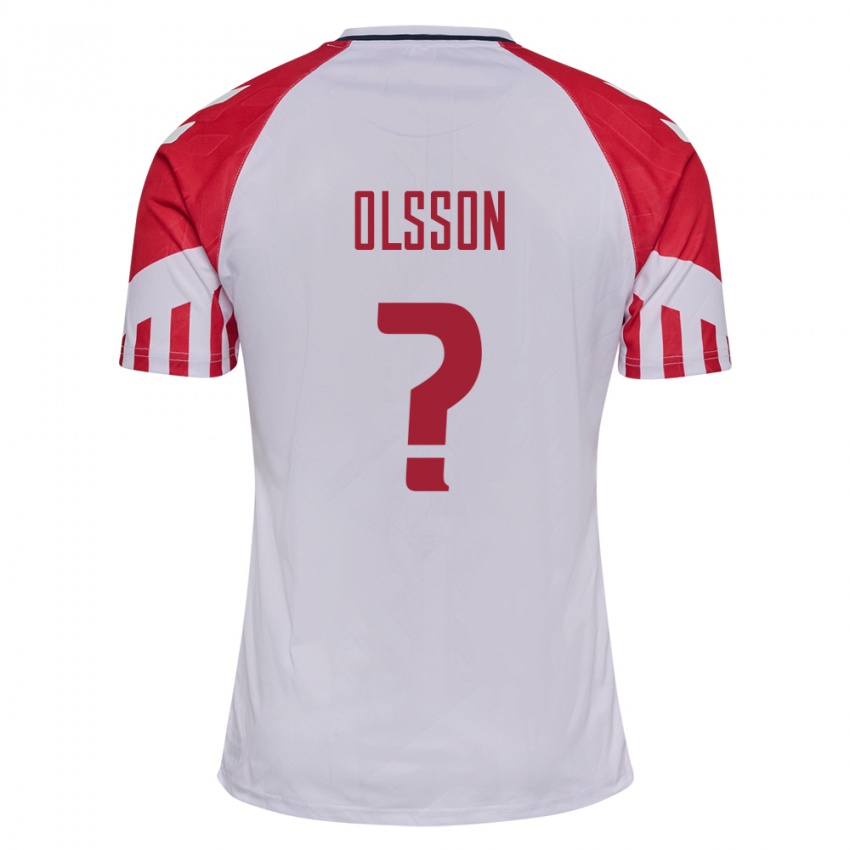 Damen Dänische Cornelius Olsson #0 Weiß Auswärtstrikot Trikot 24-26 T-Shirt Belgien