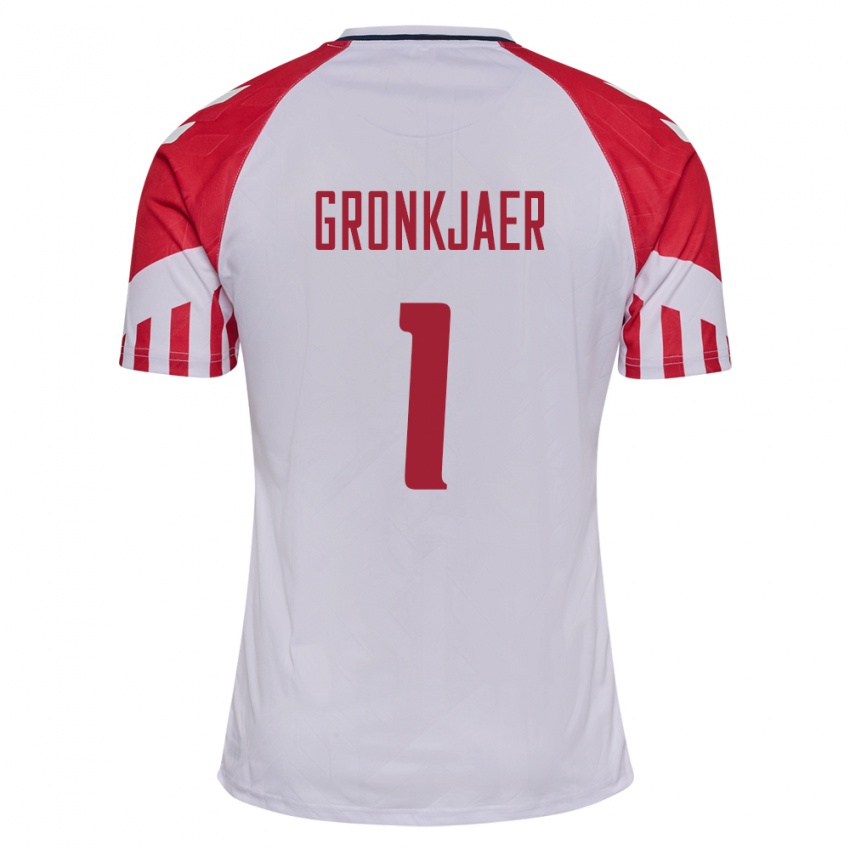 Damen Dänische Bertil Grönkjaer #1 Weiß Auswärtstrikot Trikot 24-26 T-Shirt Belgien