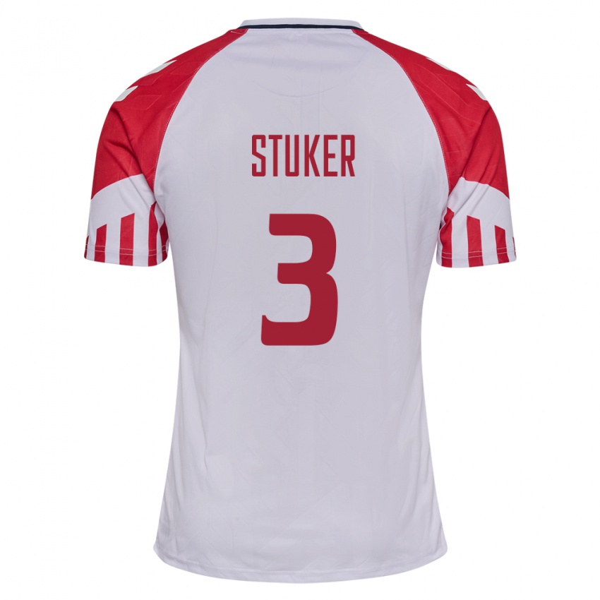 Damen Dänische Simon Stüker #3 Weiß Auswärtstrikot Trikot 24-26 T-Shirt Belgien