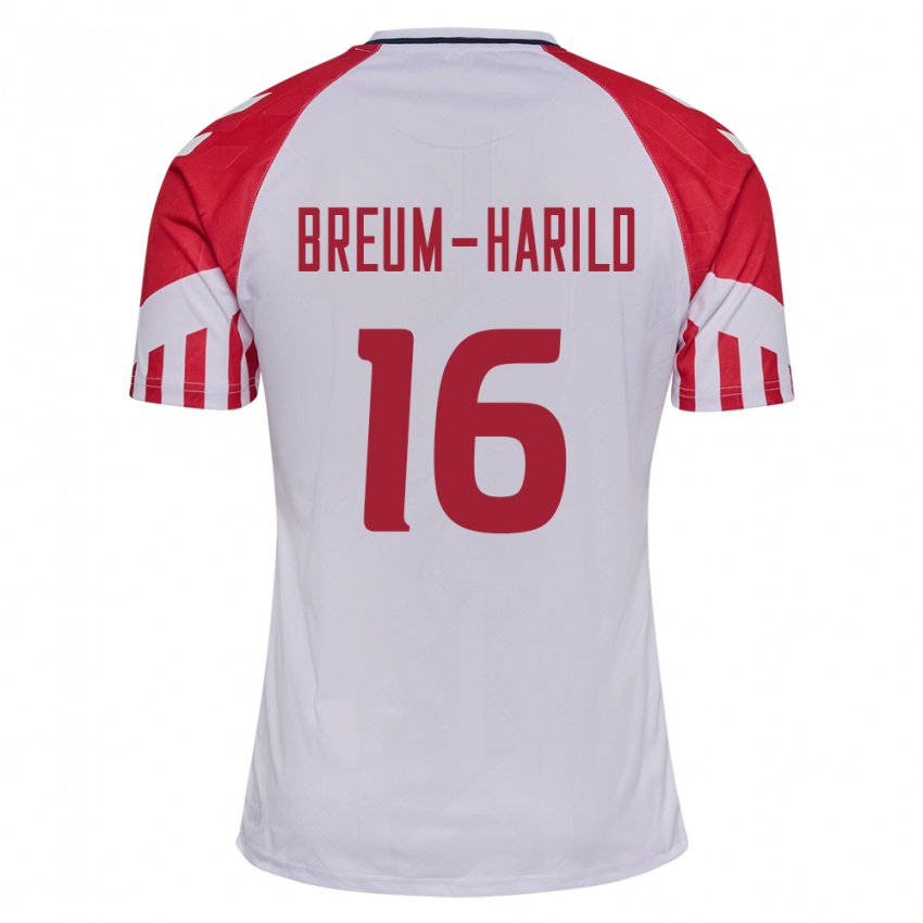 Damen Dänische Tobias Breum-Harild #16 Weiß Auswärtstrikot Trikot 24-26 T-Shirt Belgien