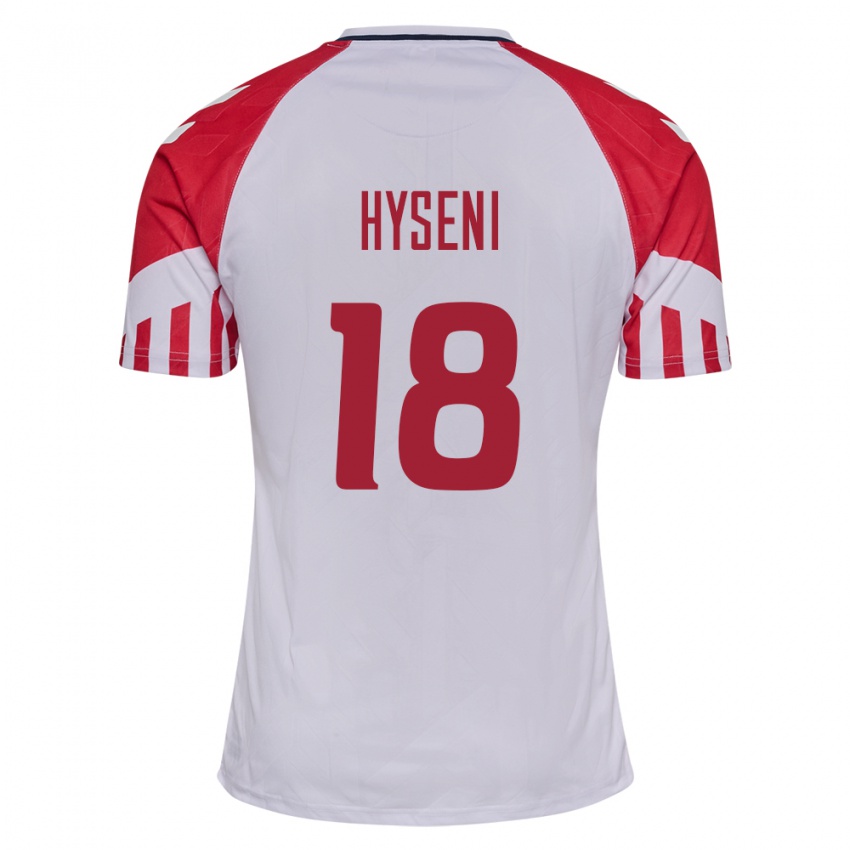Damen Dänische Olti Hyseni #18 Weiß Auswärtstrikot Trikot 24-26 T-Shirt Belgien