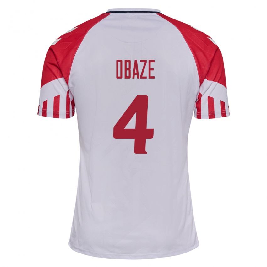 Damen Dänische Isabella Obaze #4 Weiß Auswärtstrikot Trikot 24-26 T-Shirt Belgien