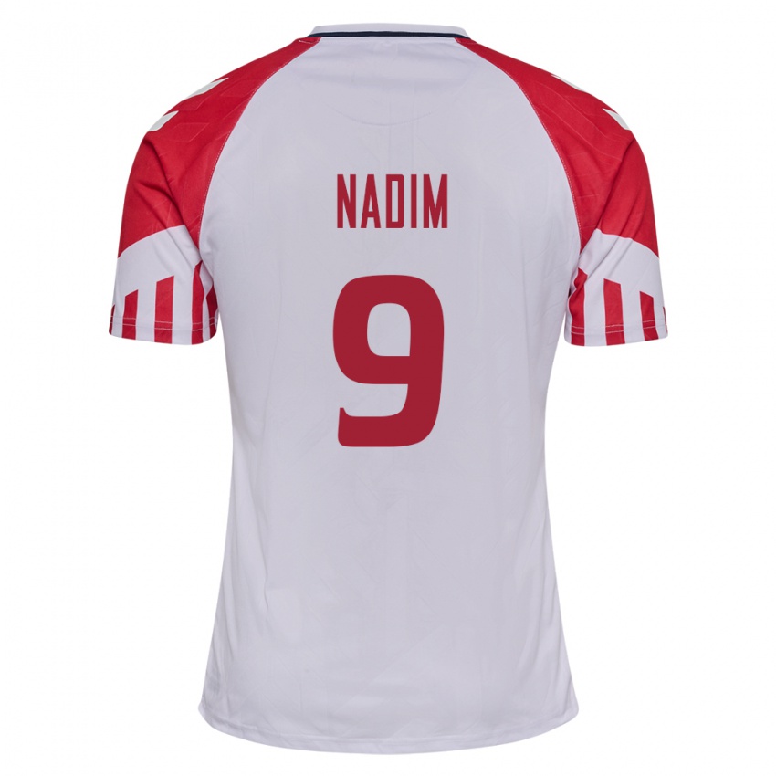 Damen Dänische Nadia Nadim #9 Weiß Auswärtstrikot Trikot 24-26 T-Shirt Belgien