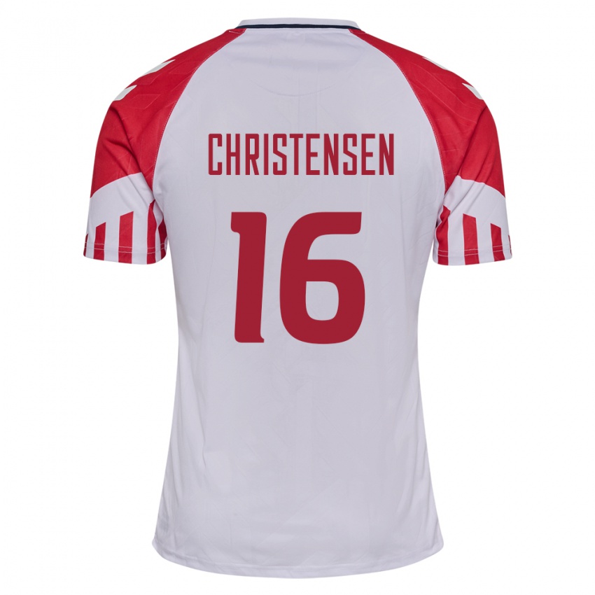 Damen Dänische Oliver Christensen #16 Weiß Auswärtstrikot Trikot 24-26 T-Shirt Belgien