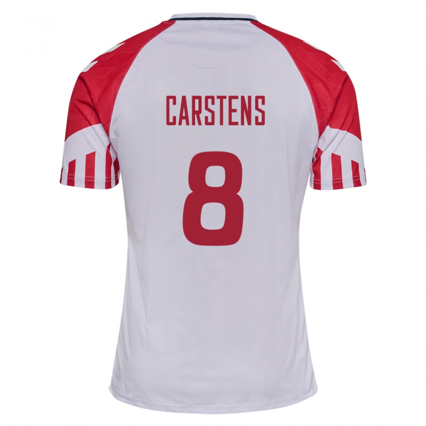 Damen Dänische Signe Carstens #8 Weiß Auswärtstrikot Trikot 24-26 T-Shirt Belgien