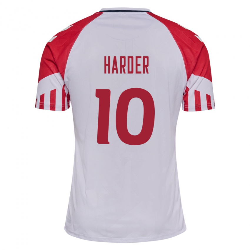Damen Dänische Pernille Harder #10 Weiß Auswärtstrikot Trikot 24-26 T-Shirt Belgien