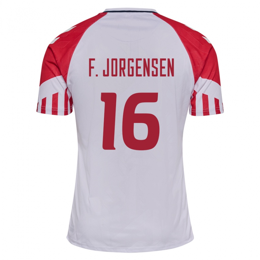Damen Dänische Filip Jorgensen #16 Weiß Auswärtstrikot Trikot 24-26 T-Shirt Belgien