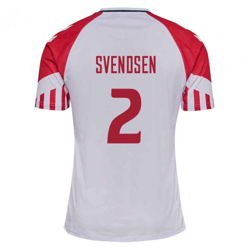 Damen Dänische Oliver Svendsen #2 Weiß Auswärtstrikot Trikot 24-26 T-Shirt Belgien