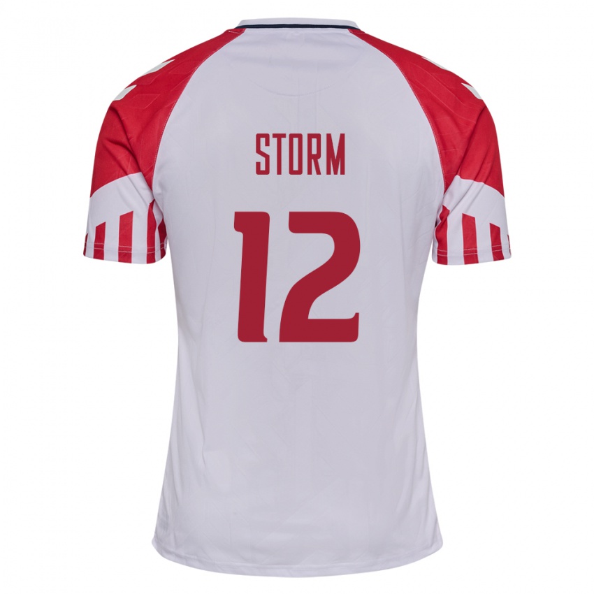 Damen Dänische Tobias Storm #12 Weiß Auswärtstrikot Trikot 24-26 T-Shirt Belgien