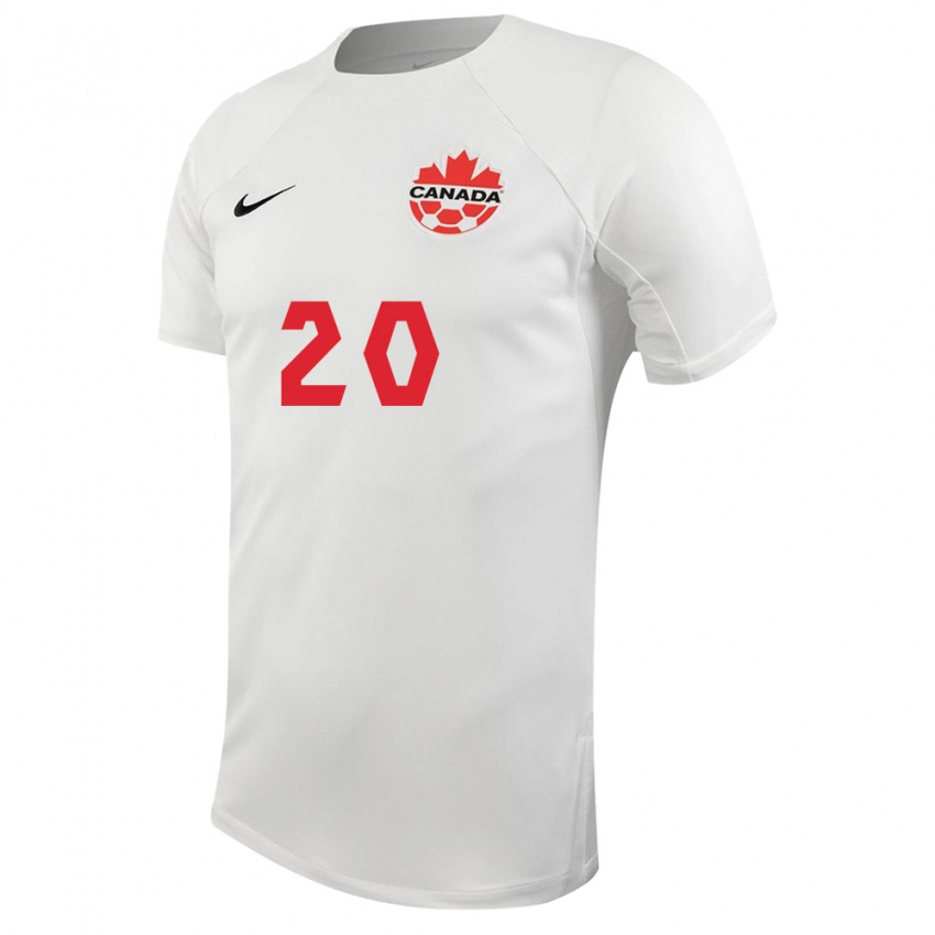 Damen Kanadische Hugo Mbongue #20 Weiß Auswärtstrikot Trikot 24-26 T-Shirt Belgien
