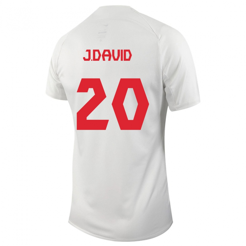 Damen Kanadische Jonathan David #20 Weiß Auswärtstrikot Trikot 24-26 T-Shirt Belgien