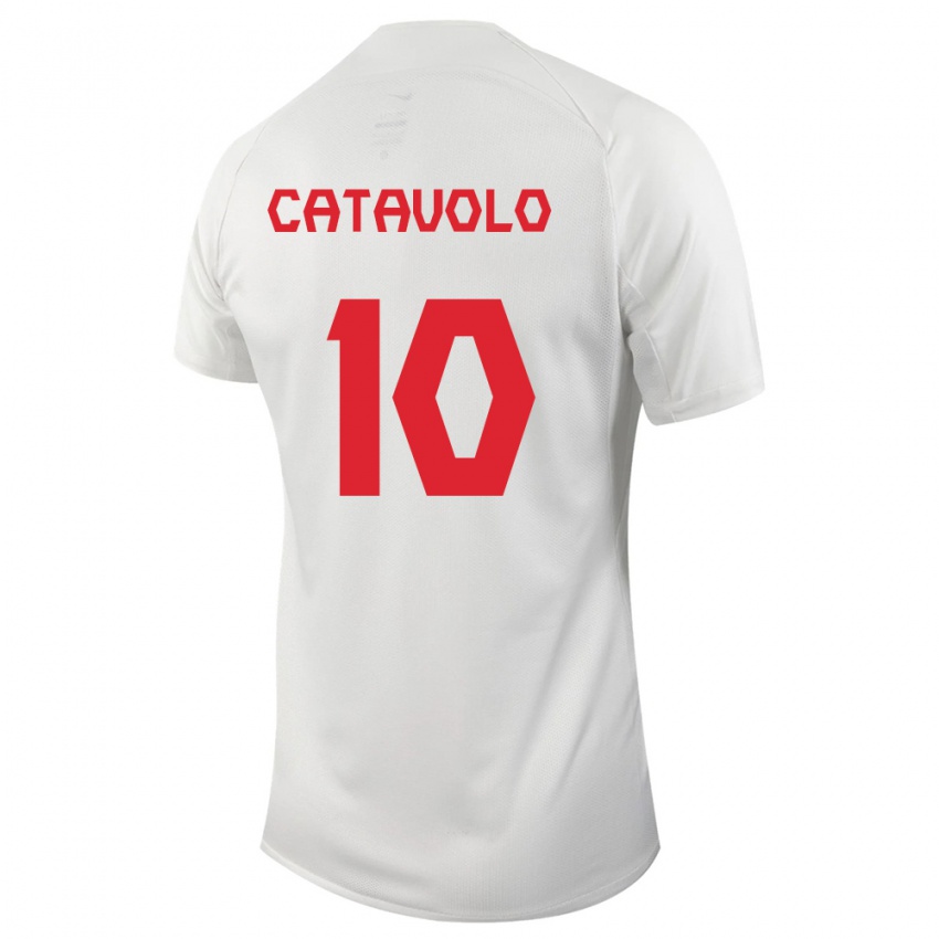 Damen Kanadische Matthew Catavolo #10 Weiß Auswärtstrikot Trikot 24-26 T-Shirt Belgien