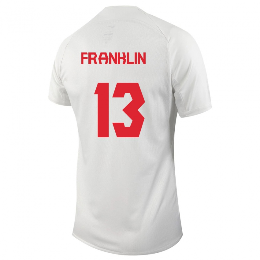 Damen Kanadische Kobe Franklin #13 Weiß Auswärtstrikot Trikot 24-26 T-Shirt Belgien