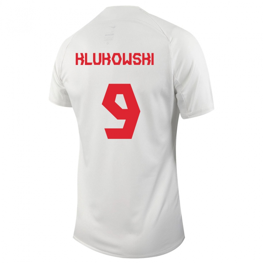 Damen Kanadische Antoni Klukowski #9 Weiß Auswärtstrikot Trikot 24-26 T-Shirt Belgien