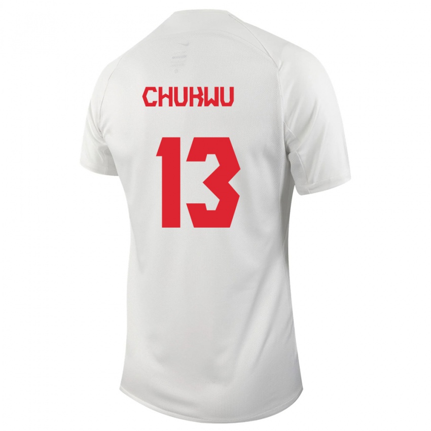 Damen Kanadische Richard Chukwu #13 Weiß Auswärtstrikot Trikot 24-26 T-Shirt Belgien