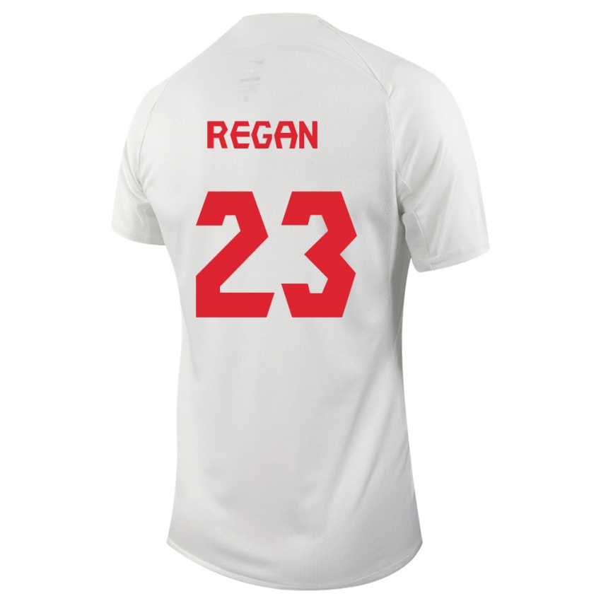 Damen Kanadische Emma Regan #23 Weiß Auswärtstrikot Trikot 24-26 T-Shirt Belgien